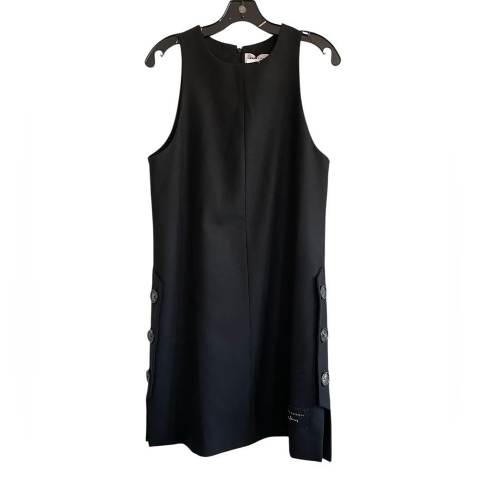 NWT Marina Moscone wool dress women’s size 4 side buttons black